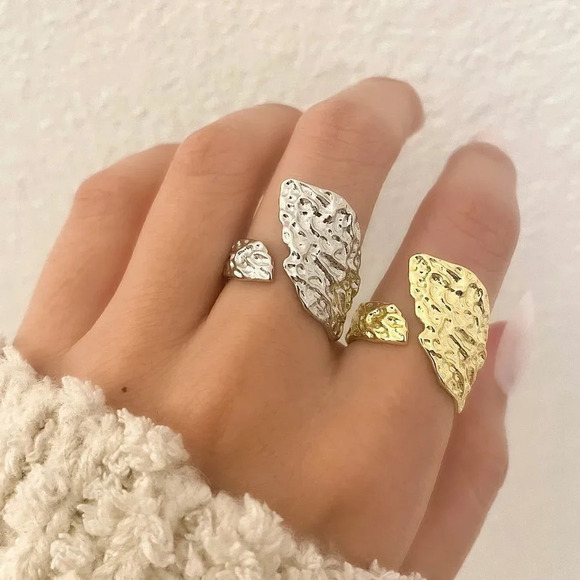 925 Sterling Silver Chunky Wrap Ring Textured Wrap Ring Statement Ring - Picture 1 of 7